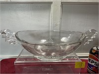 Large Crystal double handled bowl 16” x 3” tall