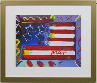 FLAG WITH HEART GICLEE BY PETER MAX