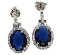 Beautiful Blue & White Sapphire Earrings