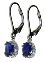 Natural 2.10 ct Blue Kyanite Lever Back Earrings