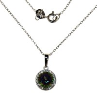 Natural 2.50 ct  Mystic Topaz & Diamond Necklace