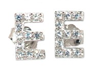 Brilliant White Sapphire E Monogram Earrings
