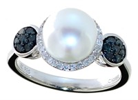 Quality 7 mm Pearl & Natural Diamond Ring