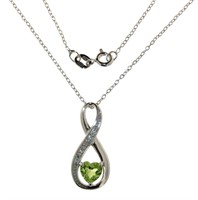 Genuine Peridot & Diamond Infinity Necklace