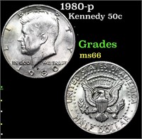 1980-p Kennedy Half Dollar 50c Grades GEM+ Unc