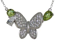 Stunning Natural Peridot Butterfly Necklace