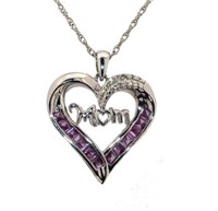 Pink Sapphire & Diamond Heart Necklace