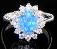 Oval Australian Blue Opal Dinner Ring