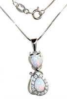 Double Pear Cut White Opal Necklace