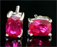 Emerald Cut 2.50 ct Ruby Stud Earrings