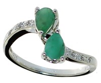 Natural Emerald & Diamond Designer Ring