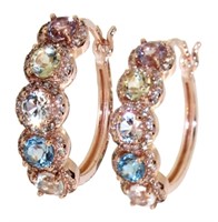 Elegant 4.00 ct Natural Gemstone Hoop Earrings