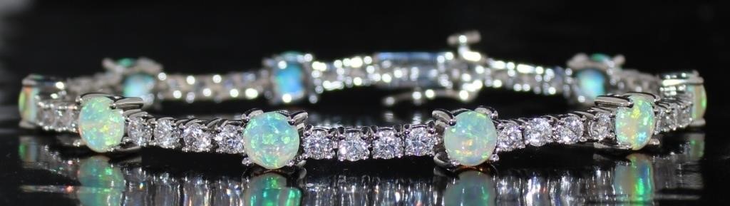 Beautiful Opal & White Topaz Design Bracelet