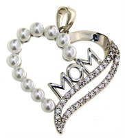 Pearl "Mom" Heart Pendant