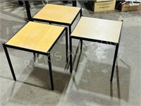 3 small metal & wood side tables