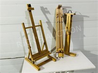 3 various size portable wood art easels