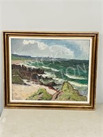 framed original, oil/board "seascape" 24 x 28"