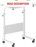 Rolling Desk Mobile Side Table 23.6 Inches  White
