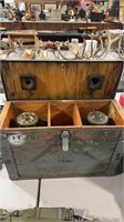 2 MILITARY LANTERNS IN WOOD CRATE