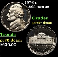 Proof 1976-s Jefferson Nickel 5c Grades GEM++ Proo