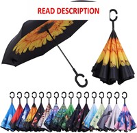 $18  Reverse Umbrella  C-Handle  Windproof  Daisy-