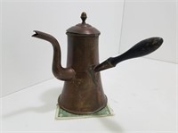 Vintage Copper Teapot And Wooden Handle J171