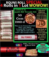 THIS AUCTION ONLY! BU Shotgun Lincoln 1c roll, 198