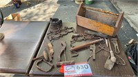 ASSORTED VINTAGE HAND TOOLS - CAST IRON FINIALS -