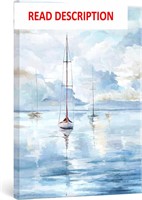 $41  Ocean Wall Art Sailboat  Blue Boat  16x24