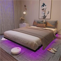 $180  King Size Floating Bed Frame with LED Lights