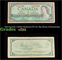 1954 Canada 1 Dollar Banknote P# 75c, Sig. Bouey &