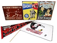 VINTAGE STYLE SIGNS AND SPORTS FLAGS