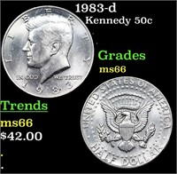 1983-d Kennedy Half Dollar 50c Grades GEM+ Unc