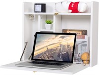 $70  Wall-Mounted Desk with Storage  White