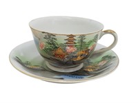 Kutani Hand Painted Vintage Tea Cup & Saucer T277
