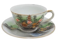 Kutani Handpainted China Tea Cup & Saucer T279