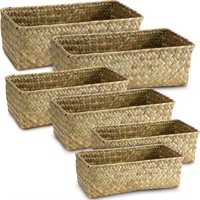 6 Pcs Natural Seagrass Woven Baskets