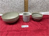 Stoneware Bowls & Cheese Crock