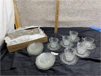 Clear Iris cups and saucers