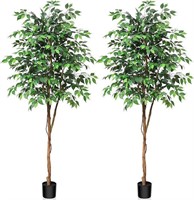 $130 -2 Kazeila 7 Feet Artificial Ficus Tree Fake