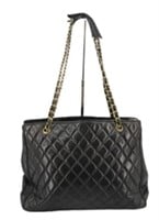 Chanel Black Lambskin Matlasse Chain Tote Bag