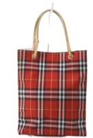 Burberry Red Check Canvas Small Handbag
