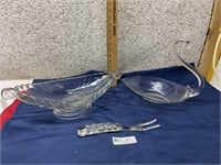 Clear Glass Swan, Bowl & Fork