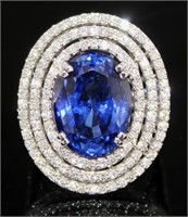 14kt Gold 15.07 ct Oval Sapphire & Diamond Ring