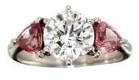 Platinum 2.08 ct Diamond & Pink Sapphire Ring