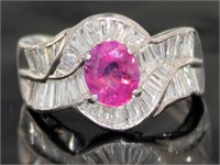 Platinum 3.38 ct Pink Sapphire & Diamond Ring