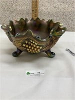 Footed Grape design carnival bowl