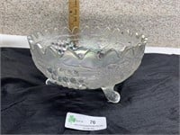 Iridescent clear north wood carnival footed bowl