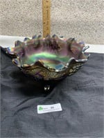 Grape design footed carnival bowl