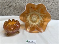 Marigold northwood rose bowl & opalescent bowl